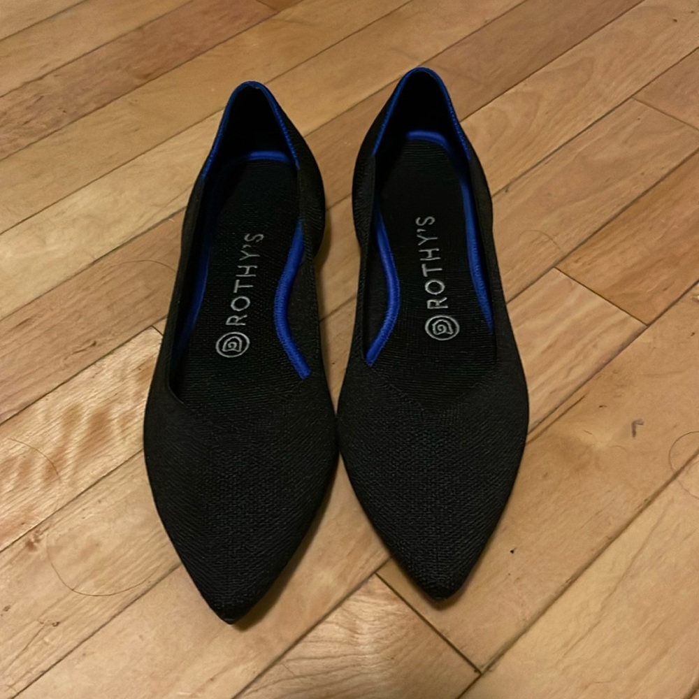 Rothy’s The Point Black Flats, Size 8.5